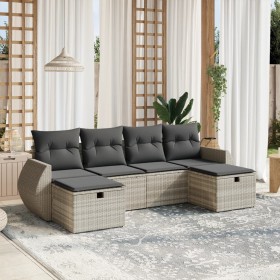 Set de sofás de jardín 6 pzas y cojines ratán sintético gris de , Conjuntos de jardín - Ref: Foro24-3264168, Precio: 428,99 €...