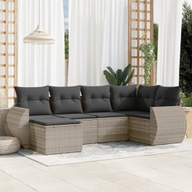 Garden sofa set 6 pieces and gray synthetic rattan cushions by , Garden sets - Ref: Foro24-3253999, Price: 466,14 €, Discount: %