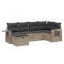 Garden sofa set 6 pieces and gray synthetic rattan cushions by , Garden sets - Ref: Foro24-3263798, Price: 444,09 €, Discount: %