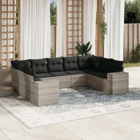 Garden furniture set 9 pieces and light gray synthetic rattan cushions by , Garden sets - Ref: Foro24-3255339, Price: 709,07 ...