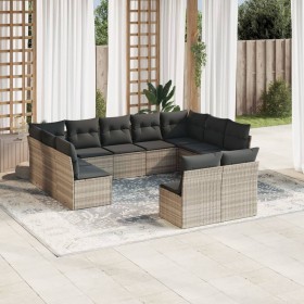 Garden sofa set 11 pieces and gray synthetic rattan cushions by , Garden sets - Ref: Foro24-3250191, Price: 802,99 €, Discoun...