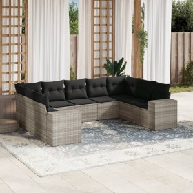 Set muebles jardín 9 pzas y cojines ratán sintético gris claro de , Conjuntos de jardín - Ref: Foro24-3223001, Precio: 672,99...