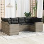 Garden sofa set 6 pieces and gray synthetic rattan cushions by , Garden sets - Ref: Foro24-3219372, Price: 474,65 €, Discount: %