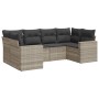 Garden sofa set 6 pieces and gray synthetic rattan cushions by , Garden sets - Ref: Foro24-3219372, Price: 474,65 €, Discount: %