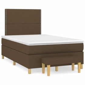 Cama box spring con colchón tela marrón oscuro 120x190 cm de , Camas y somieres - Ref: Foro24-3270400, Precio: 442,99 €, Desc...