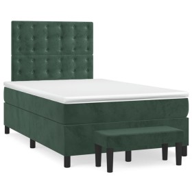 Cama box spring con colchón terciopelo verde oscuro 120x190 cm de , Camas y somieres - Ref: Foro24-3270496, Precio: 440,99 €,...