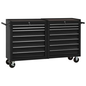 Tool cart with 14 black steel drawers by vidaXL, Tool cabinets - Ref: Foro24-3056736, Price: 448,99 €, Discount: %