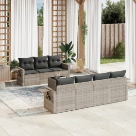 Garden sofa set 8 pieces and gray synthetic rattan cushions by , Garden sets - Ref: Foro24-3219931, Price: 603,19 €, Discount: %