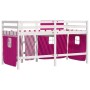 High bed for children with pink pine wood curtains 80x200 cm by , Beds and slatted bases - Ref: Foro24-3283813, Price: 178,97...