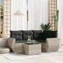 Garden sofa set and cushions 5 pieces light gray synthetic rattan by , Garden sets - Ref: Foro24-3221321, Price: 389,99 €, Di...