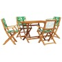 Garden dining set 5 pieces, solid wood with leaf print fabric. by , Garden sets - Ref: Foro24-3281704, Price: 332,27 €, Disco...