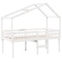 High bed with solid white pine wood roof 75x190 cm by , Beds and slatted bases - Ref: Foro24-3282062, Price: 225,60 €, Discou...