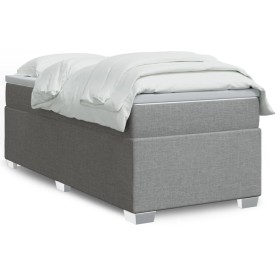 Box spring bed with light gray fabric mattress 90x200 cm by , Beds and slatted bases - Ref: Foro24-3285102, Price: 302,77 €, ...