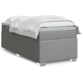 Box spring bed with light gray fabric mattress 100x200 cm by , Beds and slatted bases - Ref: Foro24-3285109, Price: 356,99 €,...