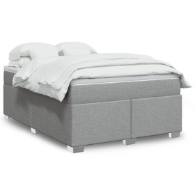 Box spring bed with light gray fabric mattress 140x200 cm by , Beds and slatted bases - Ref: Foro24-3285137, Price: 483,99 €,...