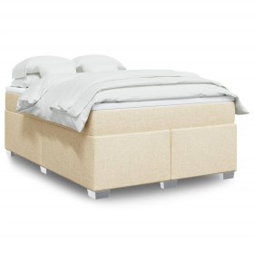 Cama box spring con colchón tela color crema 140x200 cm de , Camas y somieres - Ref: Foro24-3285142, Precio: 452,99 €, Descue...