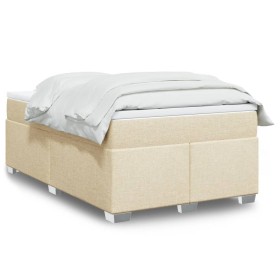 Box spring bed with cream-colored fabric mattress 120x200 cm by , Beds and slatted bases - Ref: Foro24-3285128, Price: 451,99...