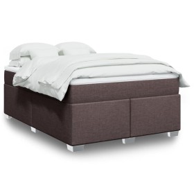 Cama box spring con colchón tela marrón oscuro 140x200 cm de , Camas y somieres - Ref: Foro24-3285140, Precio: 452,99 €, Desc...