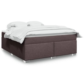 Cama box spring con colchón tela marrón oscuro 180x200 cm de , Camas y somieres - Ref: Foro24-3285154, Precio: 561,99 €, Desc...