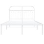 Metal bed frame with white headboard 120x190 cm by , Beds and slatted bases - Ref: Foro24-376646, Price: 112,99 €, Discount: %