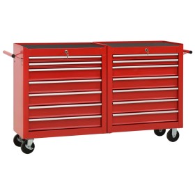 Tool cart with 14 red steel drawers by vidaXL, Tool cabinets - Ref: Foro24-3056732, Price: 465,99 €, Discount: %