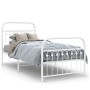 Metal bed frame with white headboard and footboard 90x190 cm by , Beds and slatted bases - Ref: Foro24-376659, Price: 94,07 €...