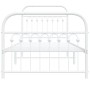 Metal bed frame with white headboard and footboard 90x190 cm by , Beds and slatted bases - Ref: Foro24-376659, Price: 94,07 €...