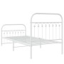 Metal bed frame with white headboard and footboard 90x190 cm by , Beds and slatted bases - Ref: Foro24-376659, Price: 94,07 €...