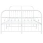 Metal bed frame with white headboard and footboard 120x200 cm by , Beds and slatted bases - Ref: Foro24-376665, Price: 140,71...