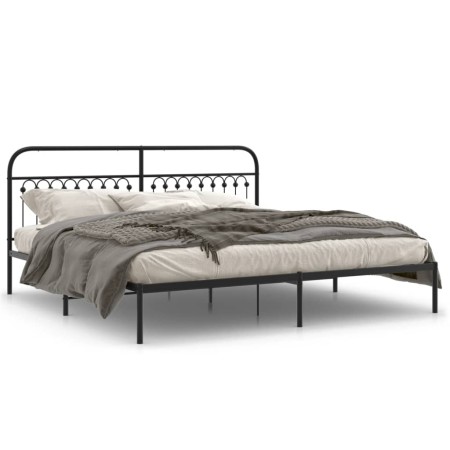 Estructura de cama con cabecero metal negro 193x203 cm de , Camas y somieres - Ref: Foro24-376606, Precio: 132,02 €, Descuent...