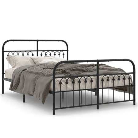 Estructura de cama cabecero y estribo metal negro 140x200 cm de , Camas y somieres - Ref: Foro24-376619, Precio: 145,19 €, De...