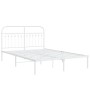 White metal bed frame with headboard 140x200 cm by , Beds and slatted bases - Ref: Foro24-376650, Price: 117,99 €, Discount: %