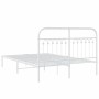 White metal bed frame with headboard 140x200 cm by , Beds and slatted bases - Ref: Foro24-376650, Price: 117,99 €, Discount: %