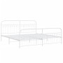 Metal bed frame with white headboard and footboard 193x203 cm by , Beds and slatted bases - Ref: Foro24-376673, Price: 162,99...