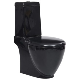 Runde WC-Toilette aus Keramik mit schwarzem Spülkasten von vidaXL, Badezimmer - Ref: Foro24-141136, Preis: 229,99 €, Rabatt: %