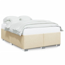 Bed without mattress, cream-colored fabric, 140x190 cm. by , Beds and slatted bases - Ref: Foro24-3284476, Price: 202,99 €, D...