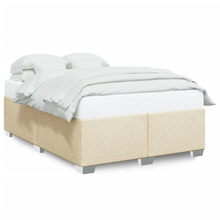 Bed without mattress, cream-colored fabric, 140x190 cm. by , Beds and slatted bases - Ref: Foro24-3284476, Price: 203,16 €, D...