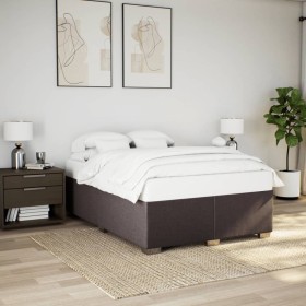 Bed without mattress, dark brown fabric, 140x190 cm. by , Beds and slatted bases - Ref: Foro24-3284474, Price: 202,99 €, Disc...