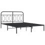 Bed frame with black metal headboard 150x200 cm by , Beds and slatted bases - Ref: Foro24-377119, Price: 114,99 €, Discount: %