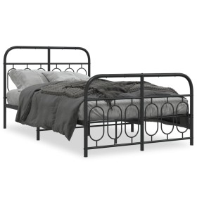 Estructura de cama cabecero y estribo metal negro 120x200 cm de , Camas y somieres - Ref: Foro24-377133, Precio: 127,99 €, De...