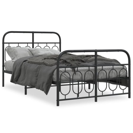 Estructura de cama cabecero y estribo metal negro 120x200 cm de , Camas y somieres - Ref: Foro24-377133, Precio: 127,96 €, De...