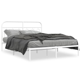 Bettgestell mit weißem Metall-Kopfteil 140x200 cm von , Betten und Lattenroste - Ref: Foro24-377167, Preis: 112,99 €, Rabatt: %