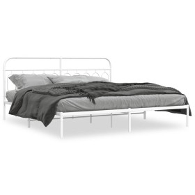 Estructura de cama con cabecero metal blanca 200x200 cm de , Camas y somieres - Ref: Foro24-377173, Precio: 132,99 €, Descuen...