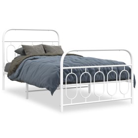 Metal bed frame with white headboard and footboard 100x190 cm by , Beds and slatted bases - Ref: Foro24-377178, Price: 88,99 ...