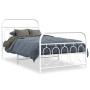 Metal bed frame with white headboard and footboard 100x190 cm by , Beds and slatted bases - Ref: Foro24-377178, Price: 89,18 ...