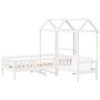 Solid white pine wood bed and bench set with a 75x190 cm roof. by , Beds and slatted bases - Ref: Foro24-3282184, Price: 333,...