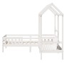 Solid white pine wood bed and bench set with a 75x190 cm roof. by , Beds and slatted bases - Ref: Foro24-3282184, Price: 333,...