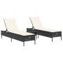 Sonnendeck-Set mit 3-teiligen Liegen und Kissen aus schwarzem Kunststoff-Rattan von , Liegen - Ref: Foro24-3284263, Preis: 29...