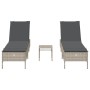 Set of 3-piece light gray synthetic rattan sun loungers with cushions by , Loungers - Ref: Foro24-3284268, Price: 312,35 €, D...