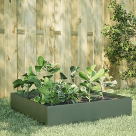 Olive green steel flowerbed 100x100x33.5 cm by , Pots and planters - Ref: Foro24-851027, Price: 63,99 €, Discount: %